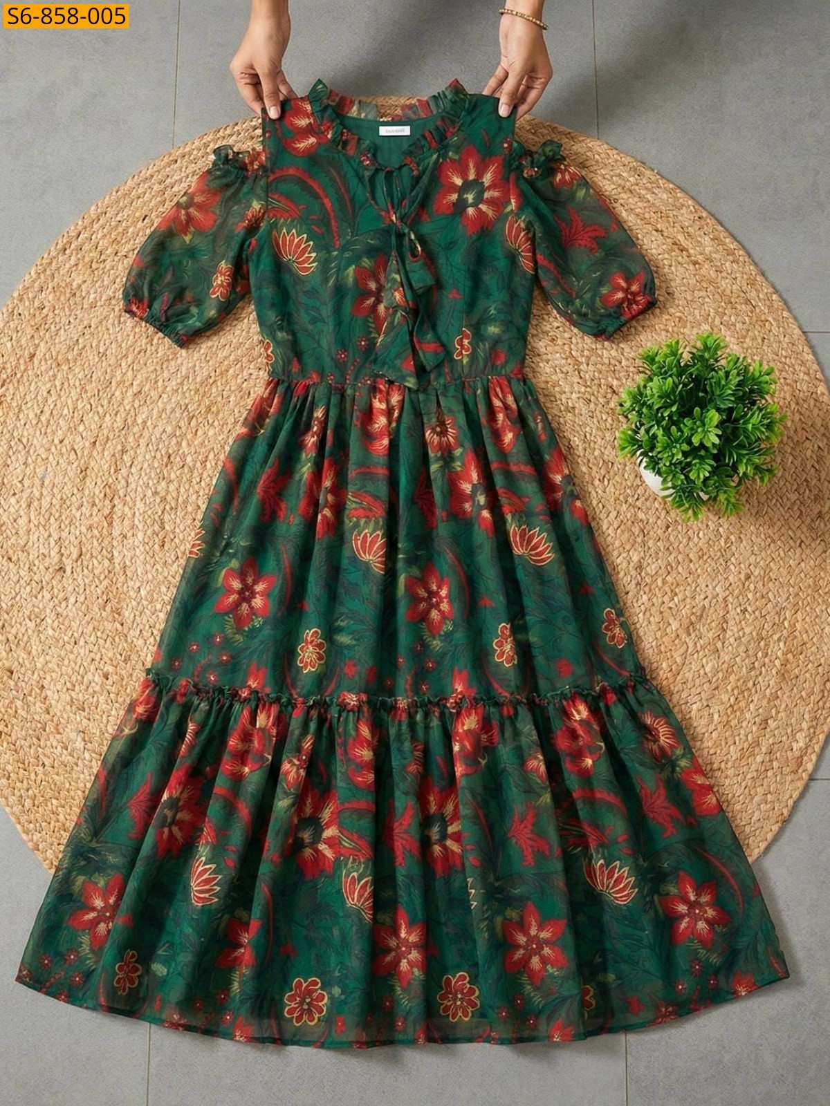 Green Fancy Alfino Chiffon Maxi