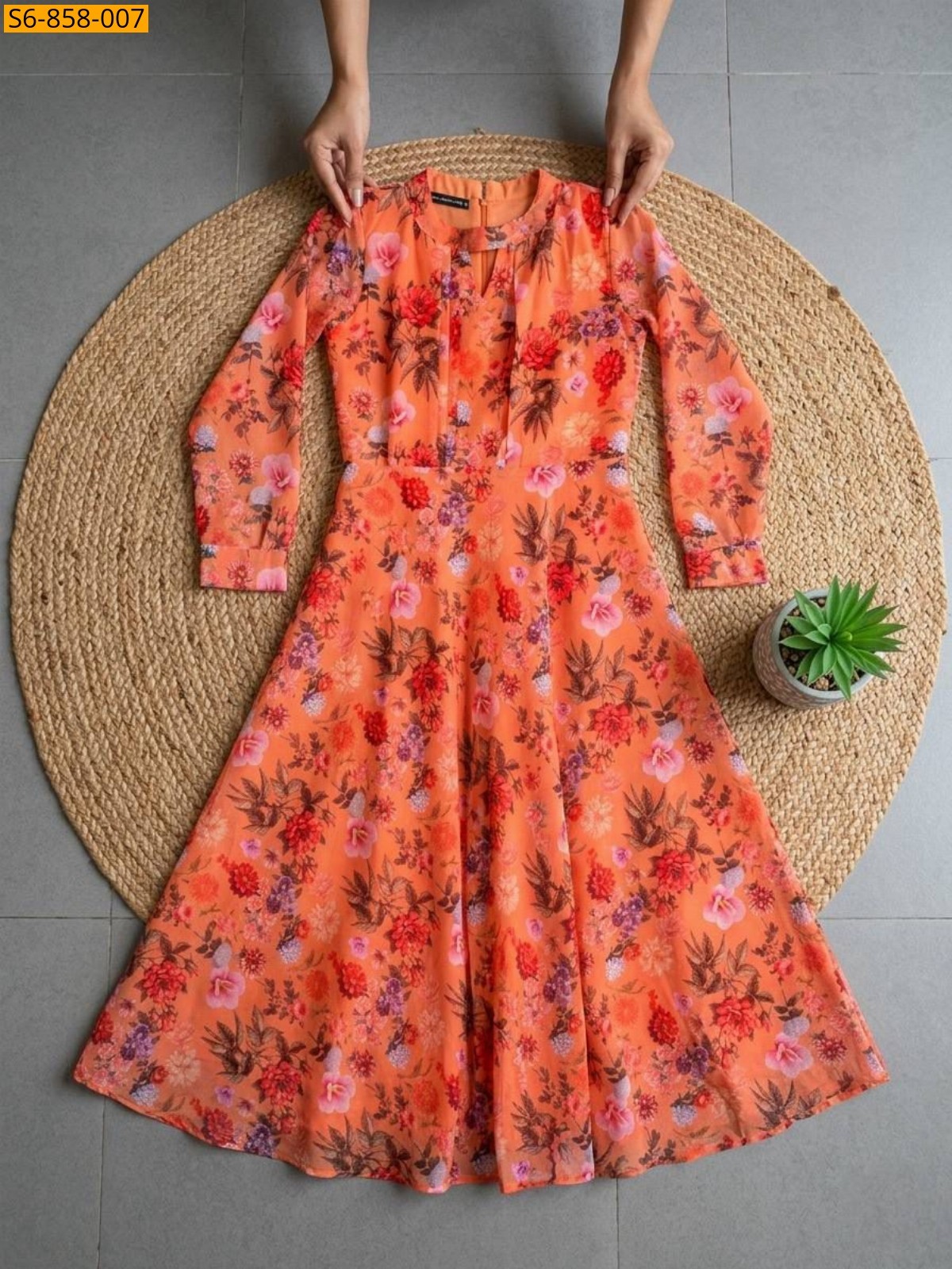 Orange Fancy Alfino Chiffon Maxi