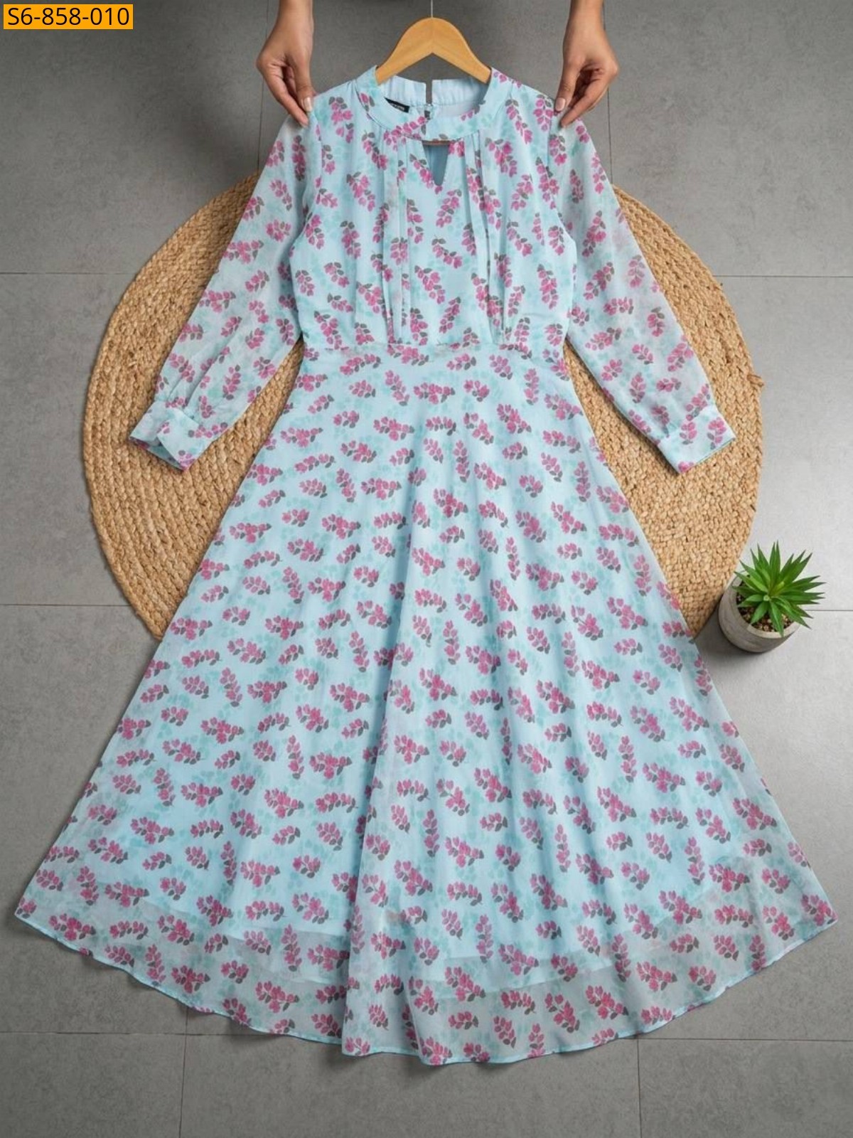Blue Fancy Alfino Chiffon Maxi