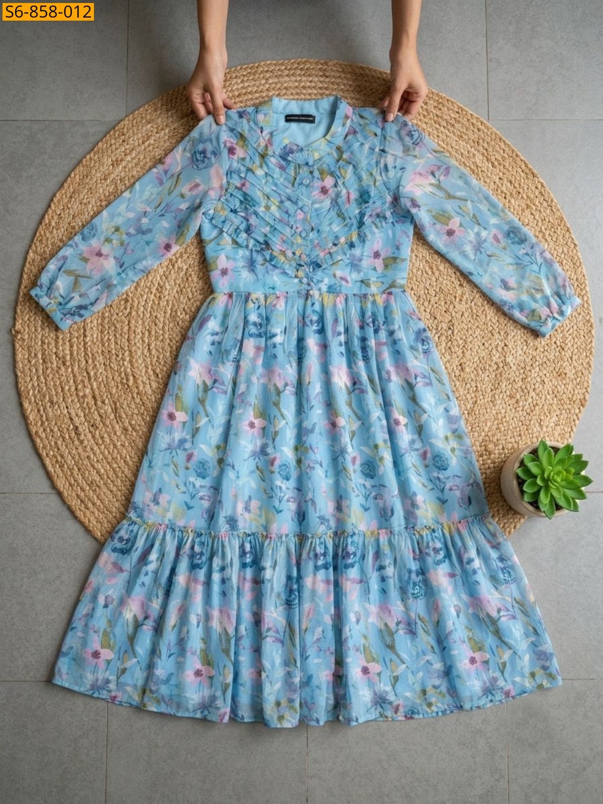 Blue Fancy Alfino Chiffon Maxi