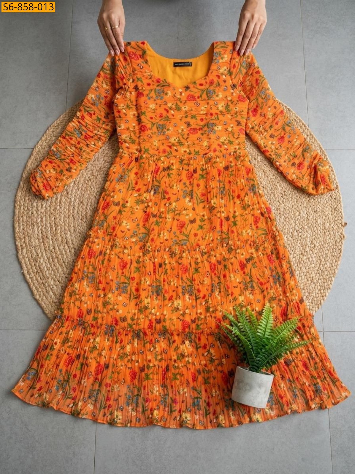 Orange Fancy Alfino Chiffon Maxi