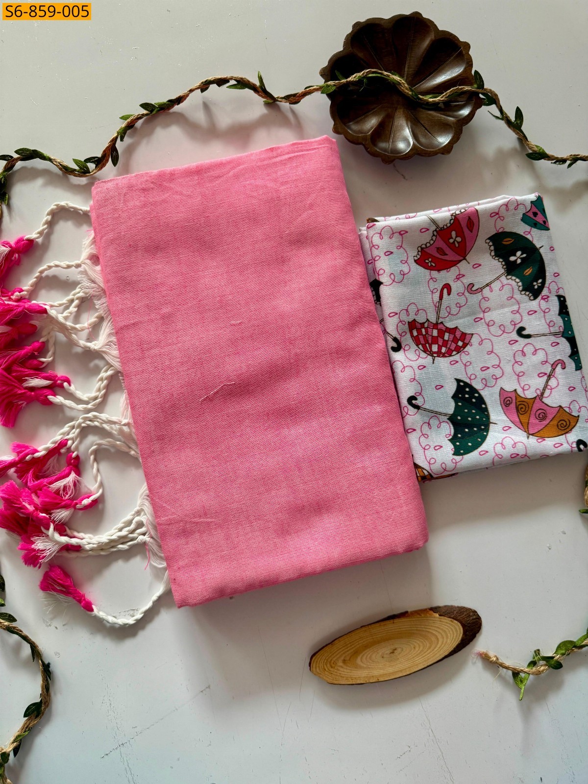 Pink Fancy Khadi Cotton Saree
