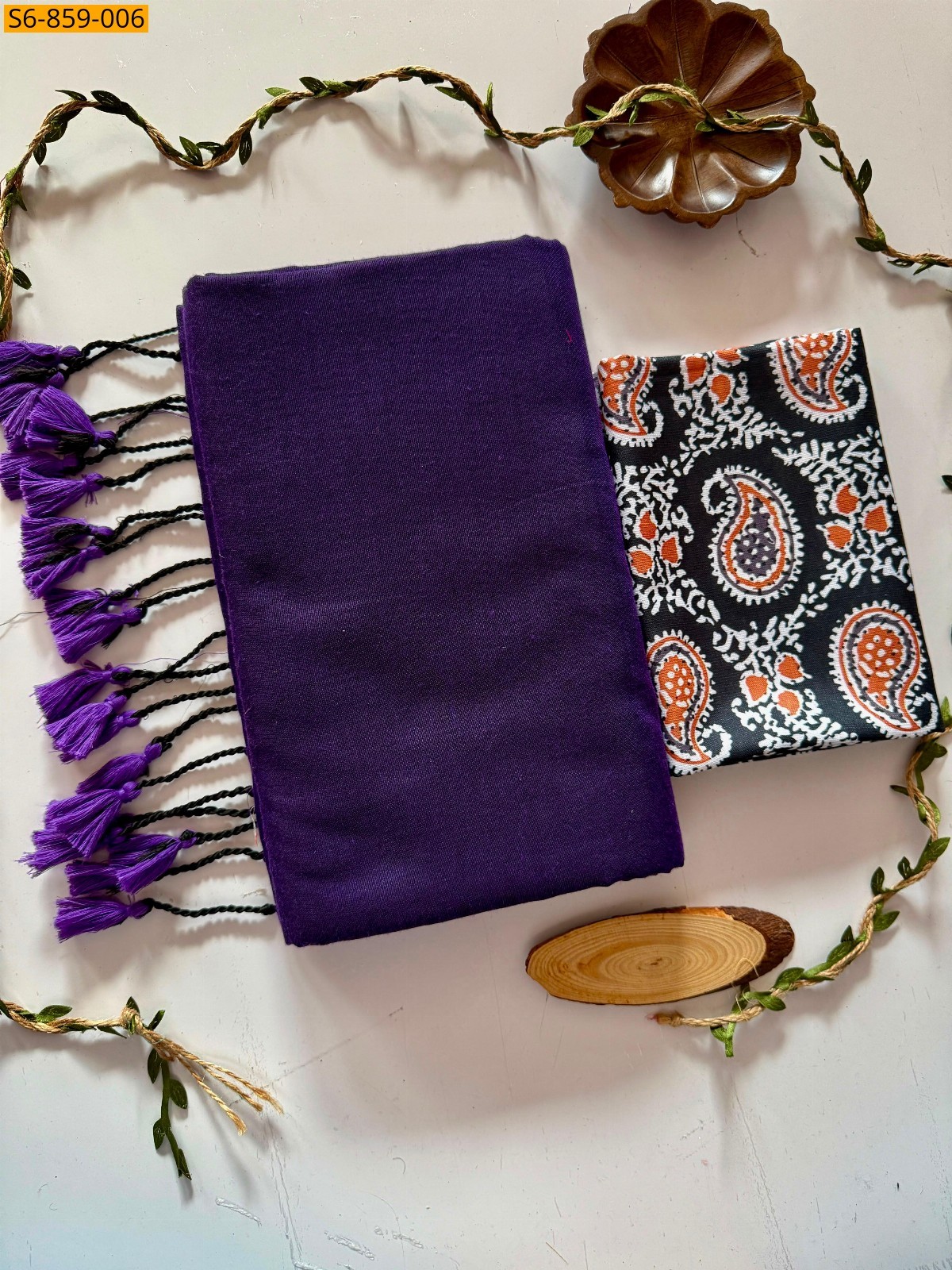 Violet Fancy Khadi Cotton Saree