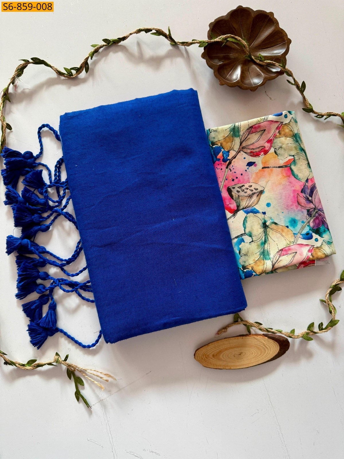 Blue Fancy Khadi Cotton Saree