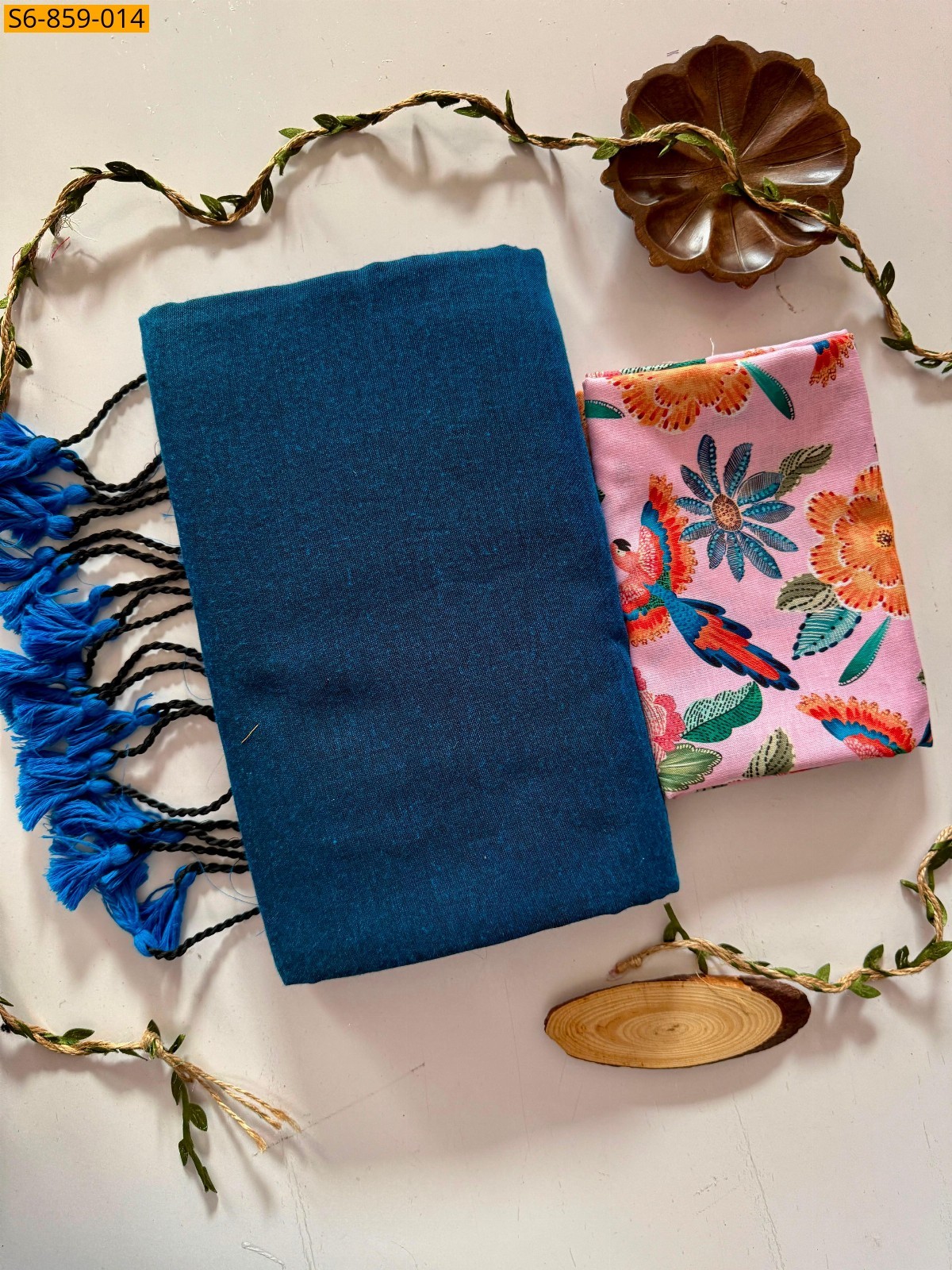 Blue Fancy Khadi Cotton Saree