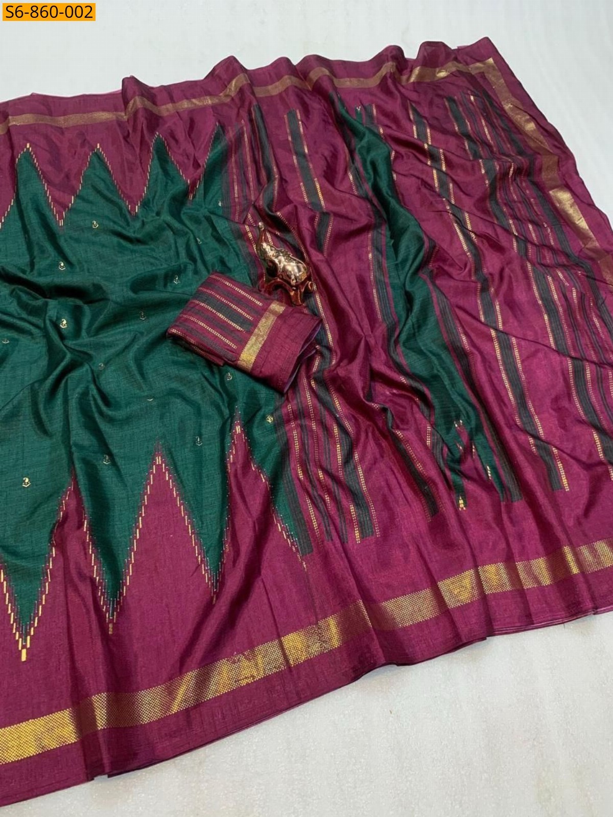 Green Fancy Dola Silk Saree