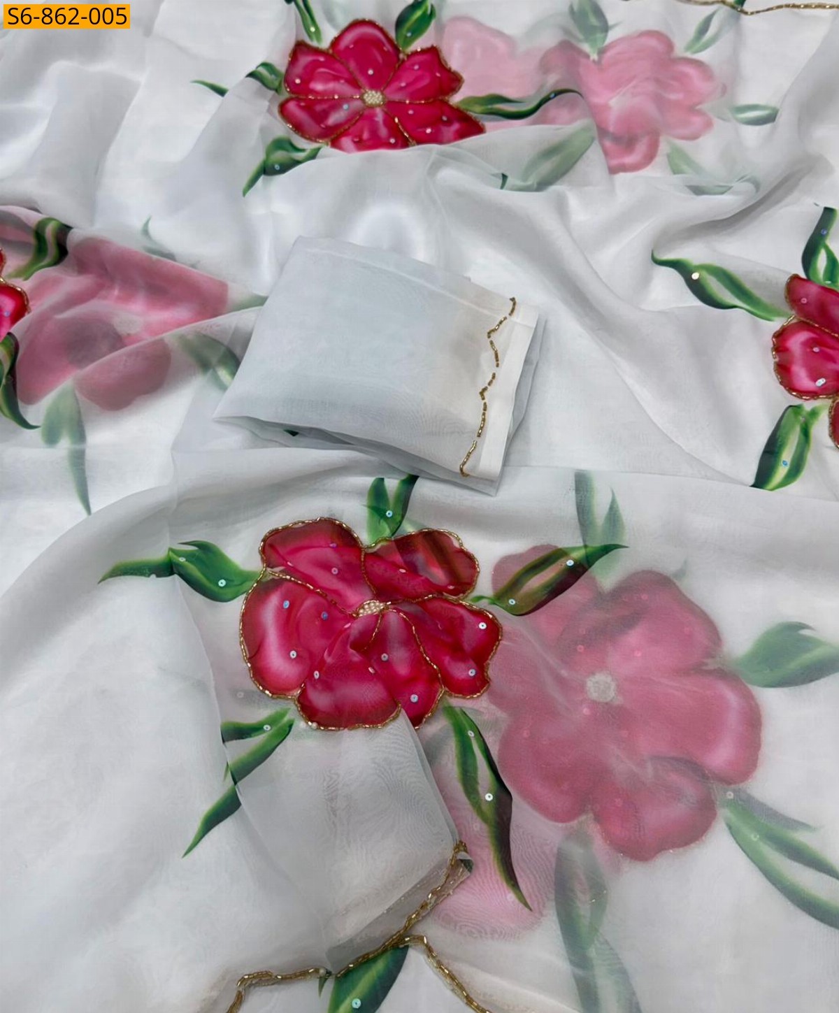White Fancy Soft Georgette Silk  Saree
