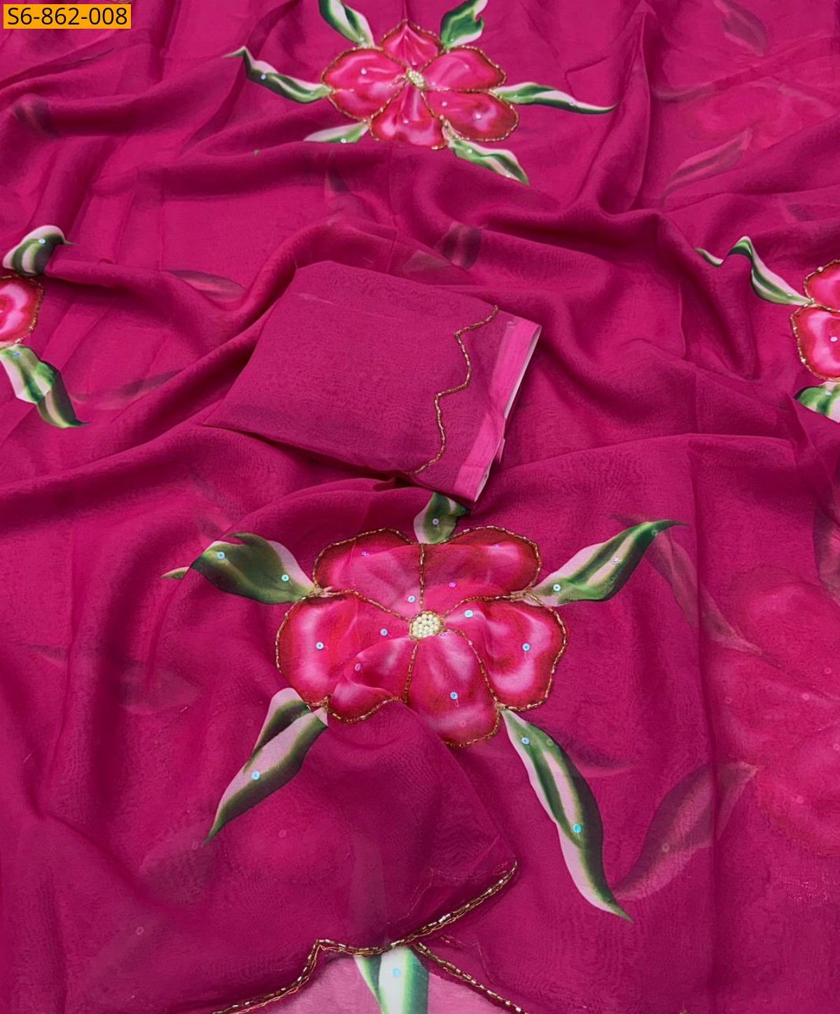 Pink Fancy Soft Georgette Silk  Saree