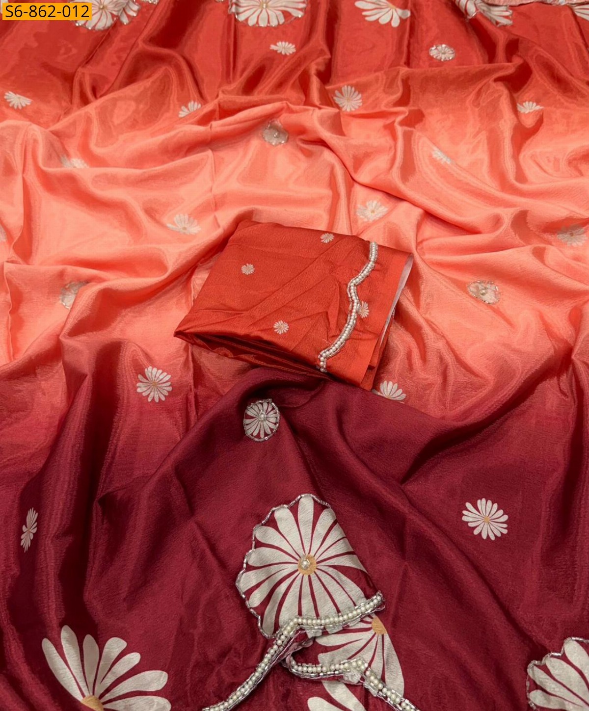 Peach Fancy Soft Georgette Silk  Saree