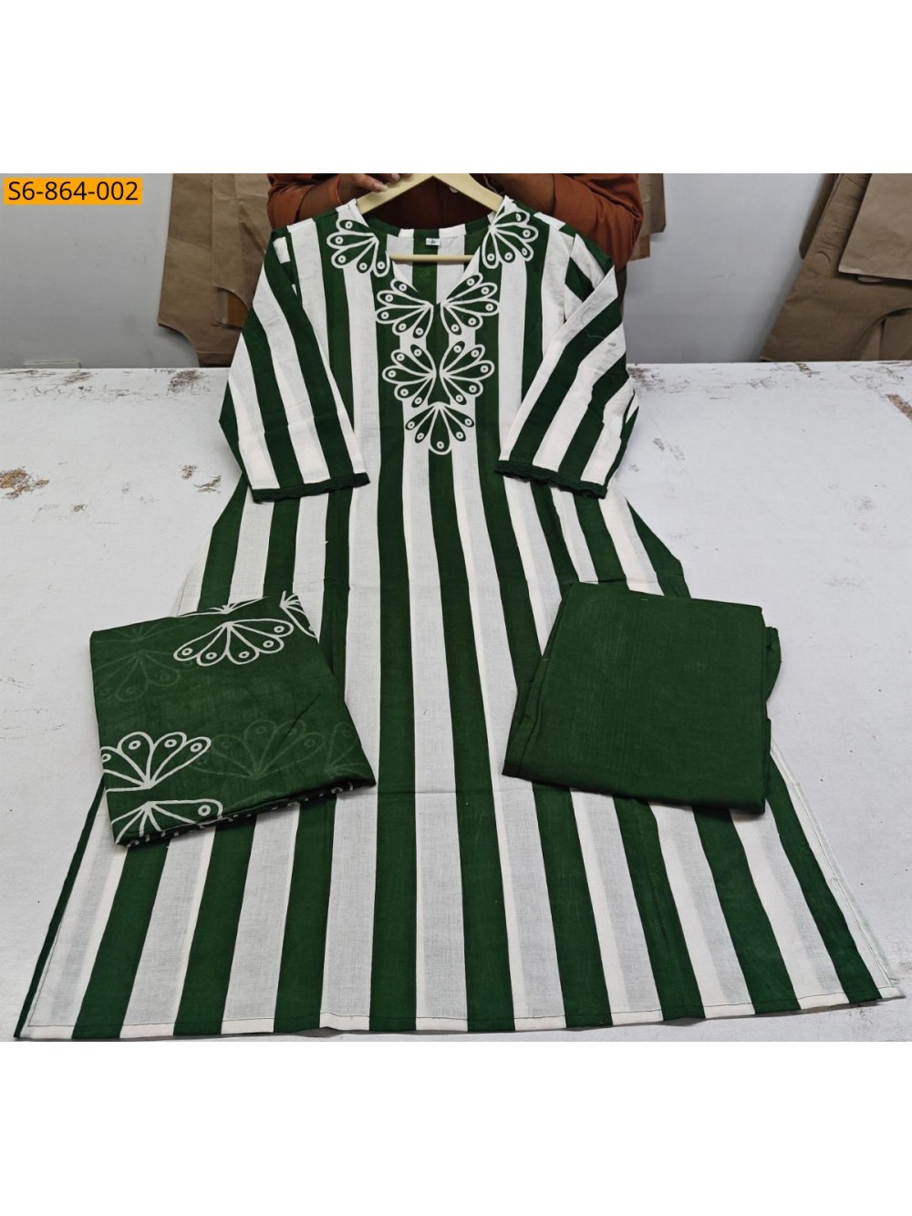 Fancy Mix Cotton kurti pant dupatta set