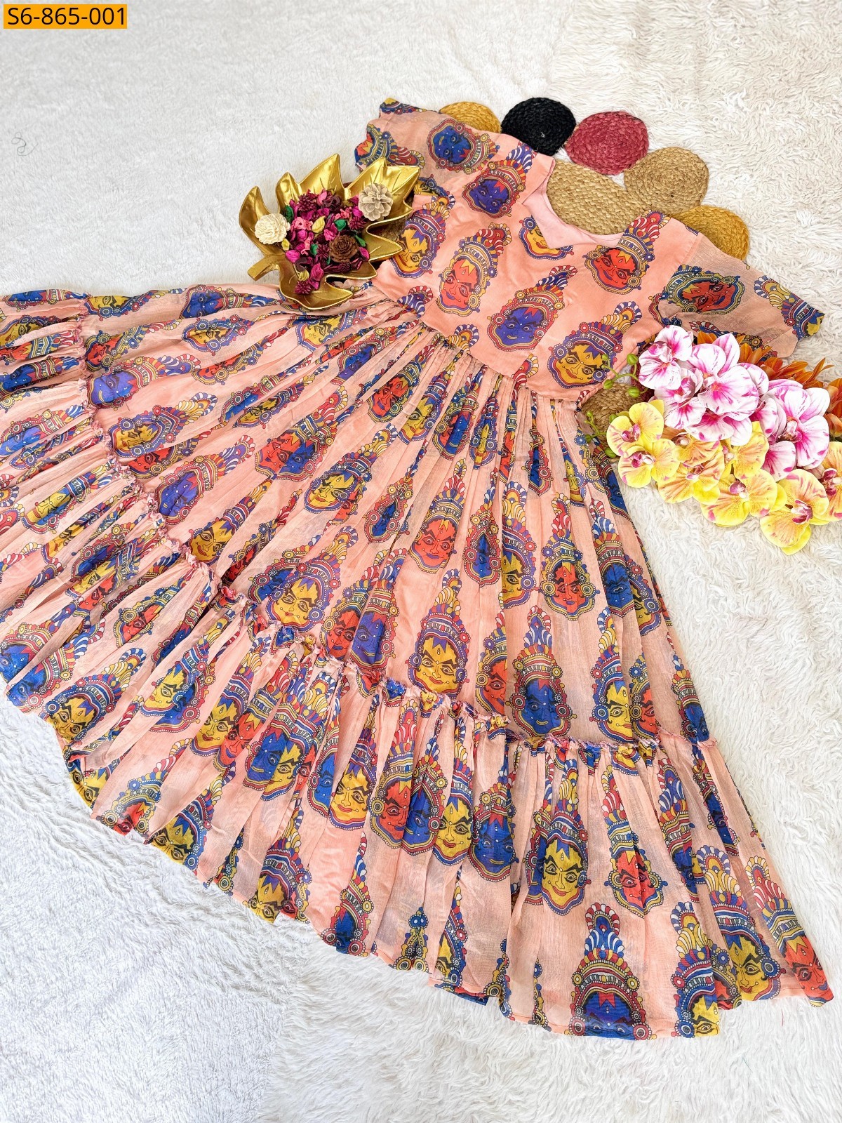 Peach Fancy Chanderi Maxi