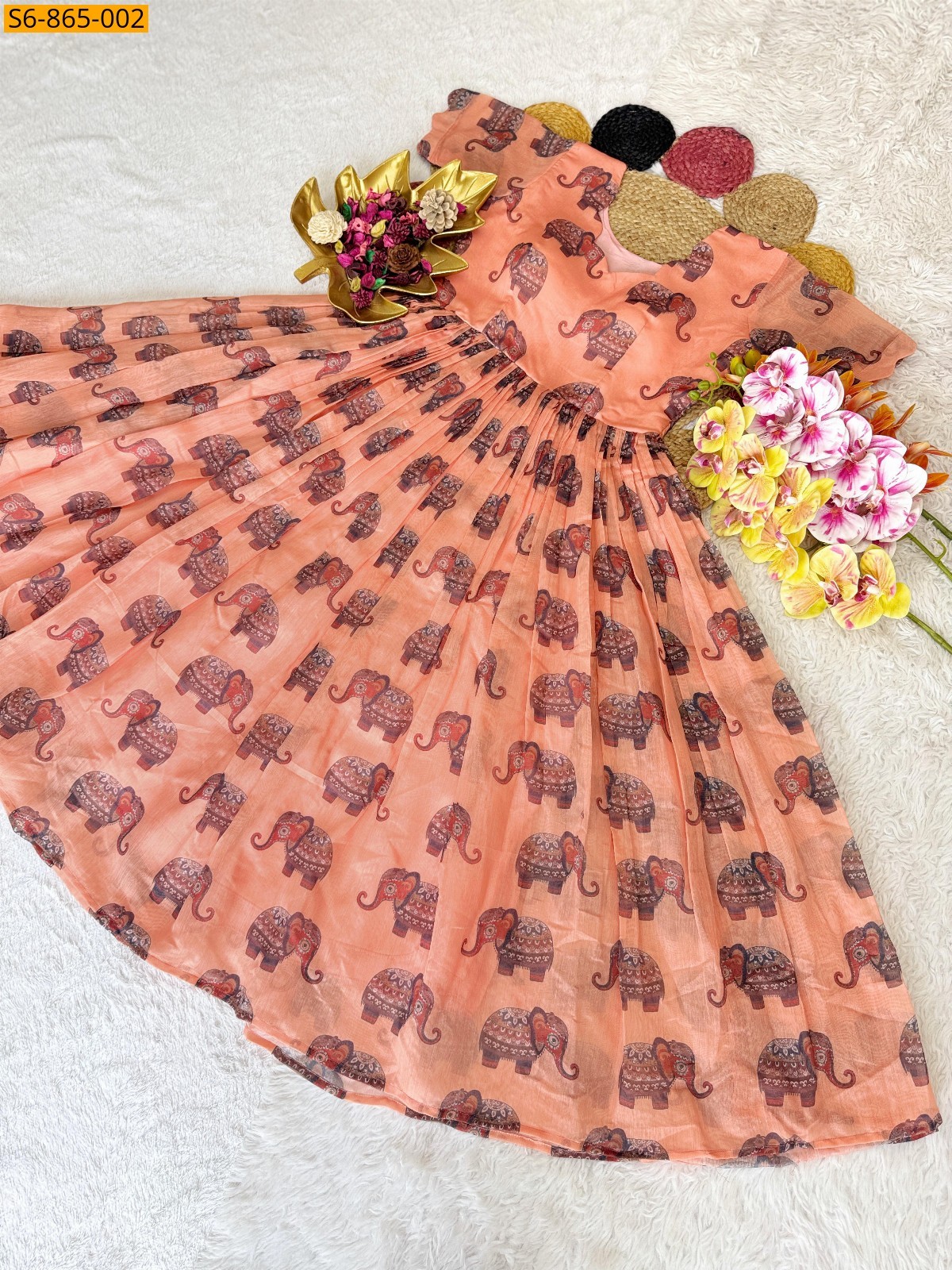 Peach Fancy Chanderi Maxi