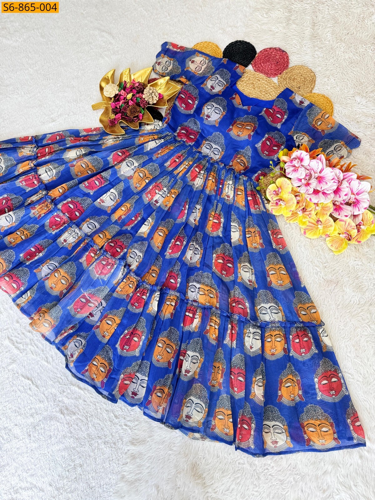 Blue Fancy Chanderi Maxi