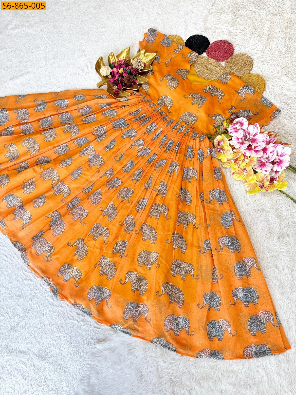 Orange Fancy Chanderi Maxi