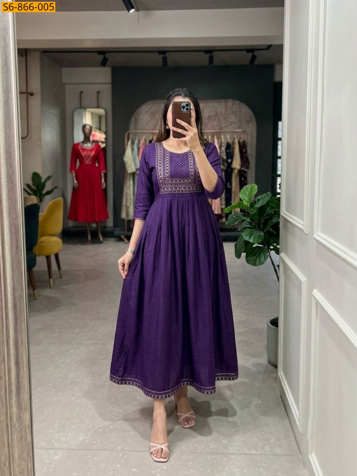 Violet Fancy Roman Silk Kurti