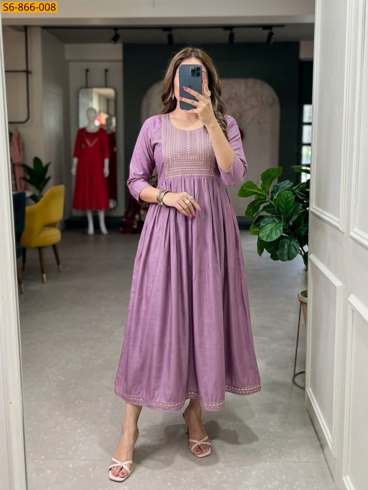 Onion Pink Fancy Roman Silk Kurti
