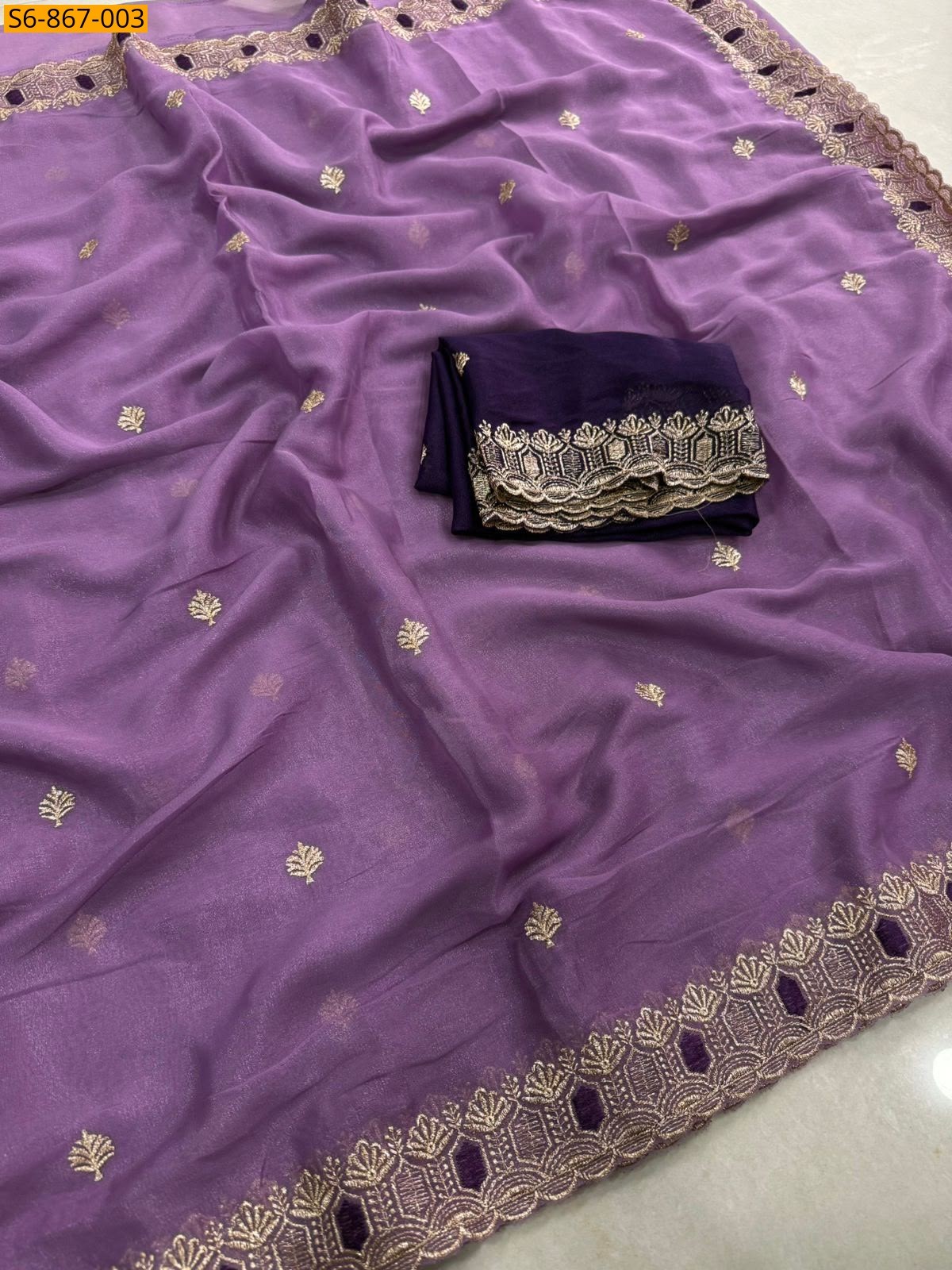 Lavender Fancy Star Georgette Saree
