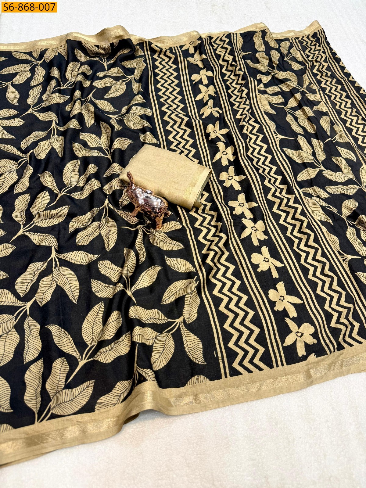 Beige Fancy Tusser Kashmiri Printed Saree