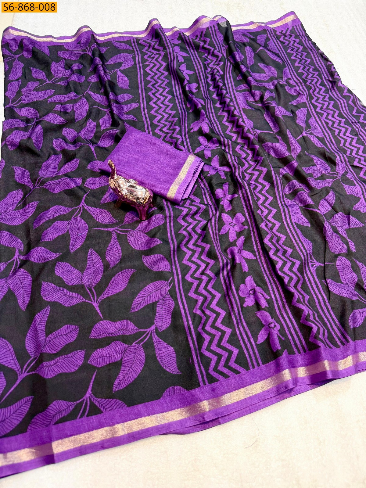 Violet Fancy Tusser Kashmiri Printed Saree