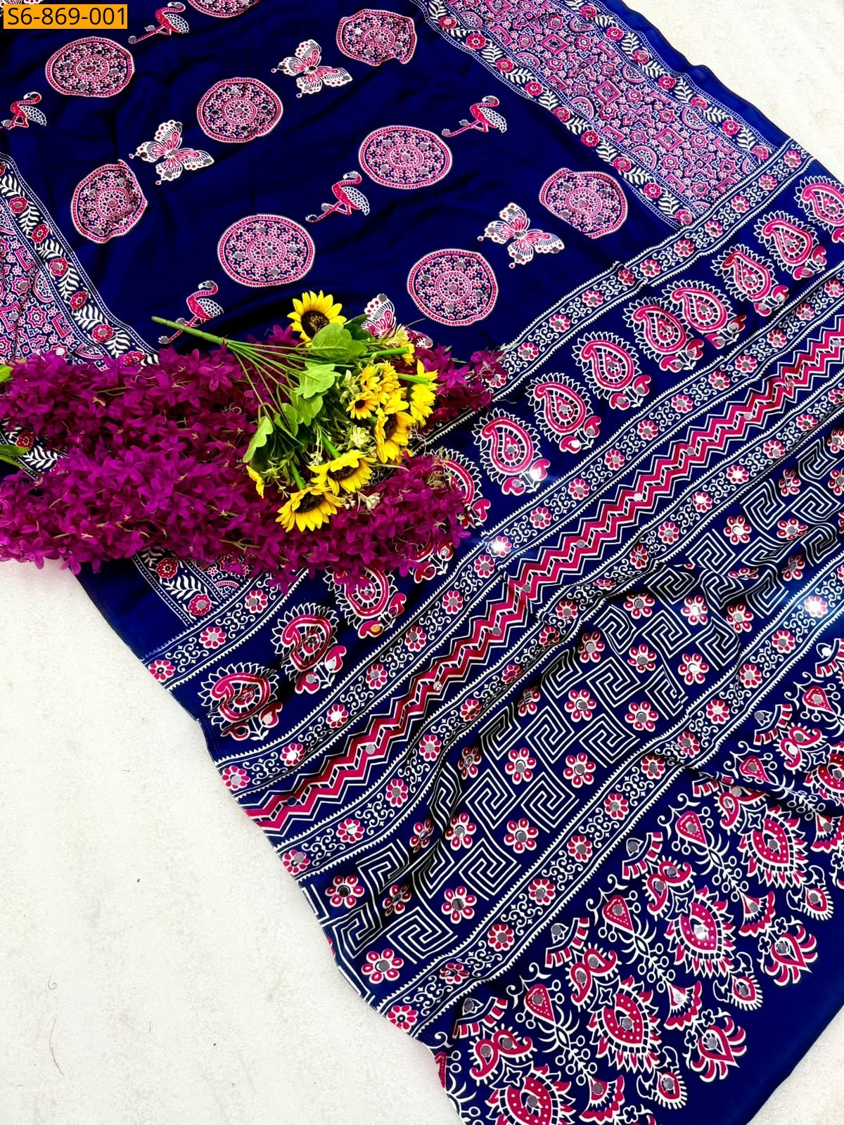 Blue Fancy Satin Silk Saree