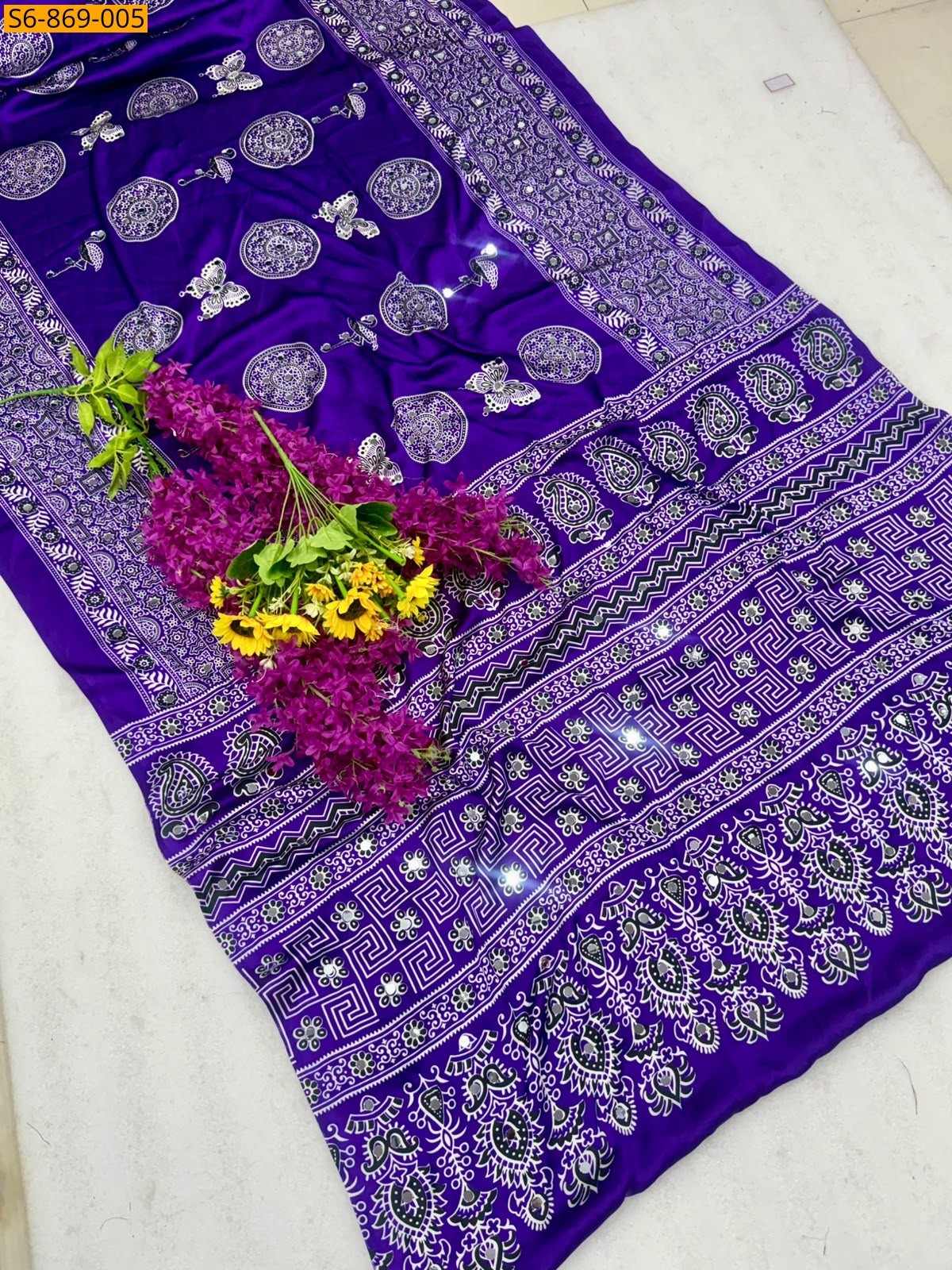 Blue Fancy Satin Silk Saree