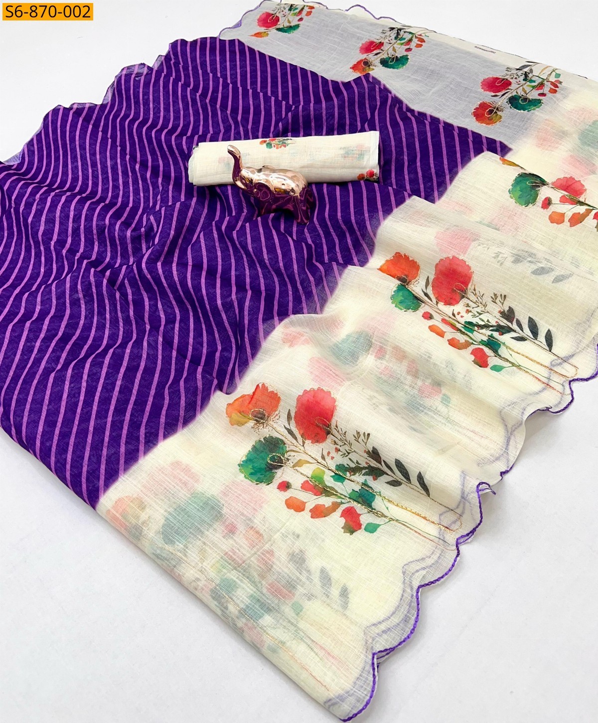 Violet Fancy Linen Saree
