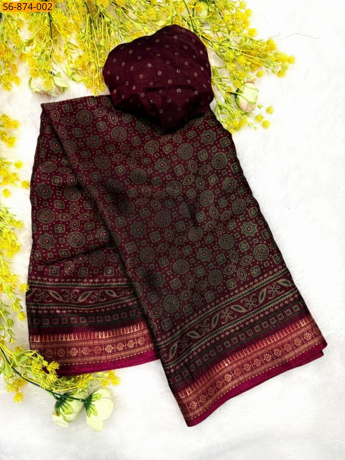 Maroon Fancy Soft bleck dola silk Saree
