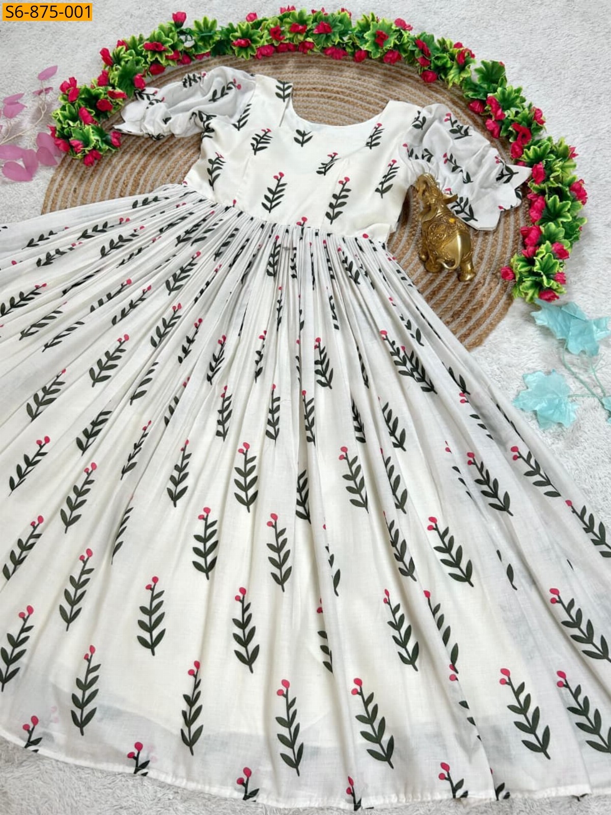 White Fancy Mix Mul Cotton Maxi