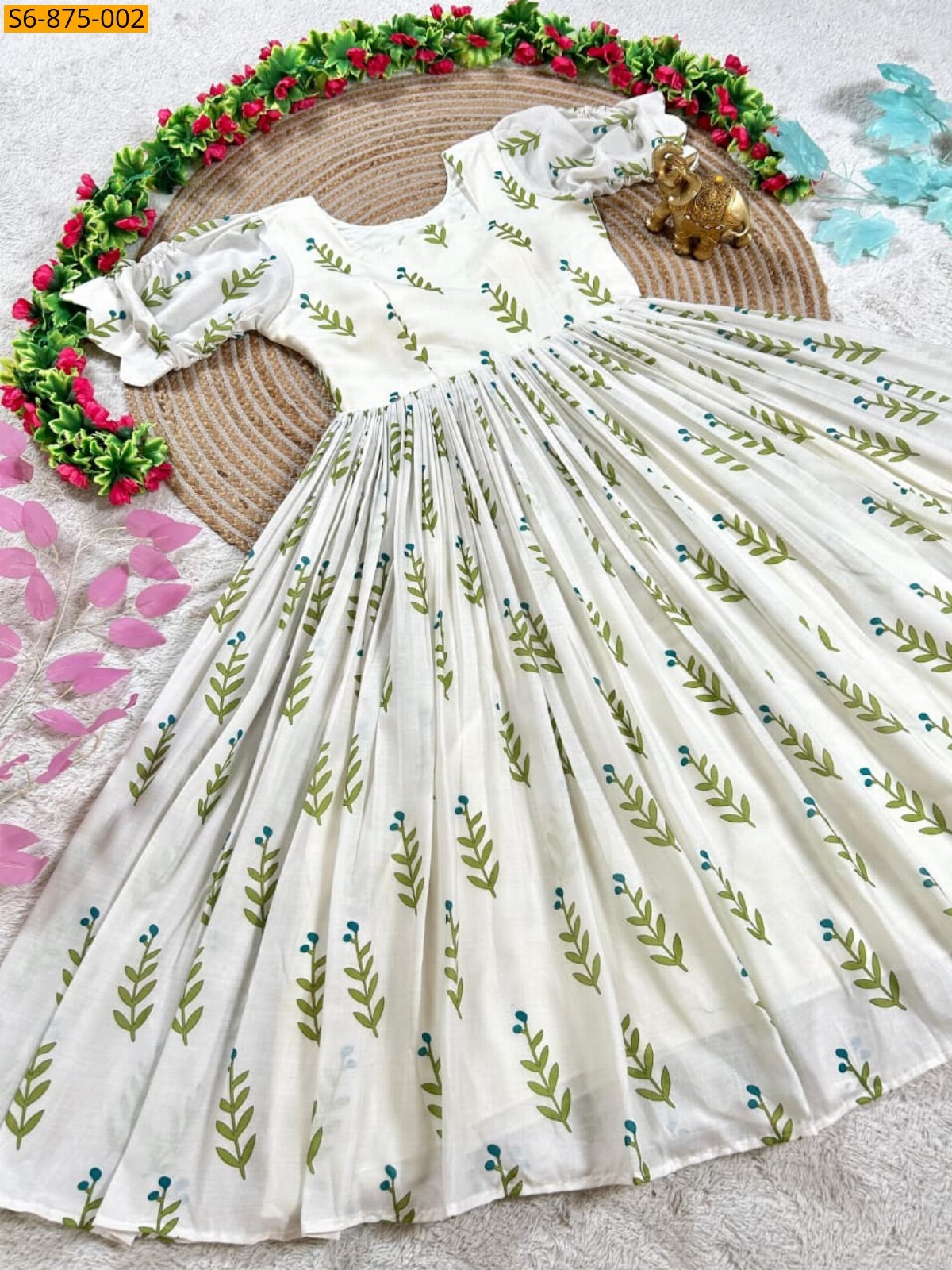 White Fancy Mix Mul Cotton Maxi