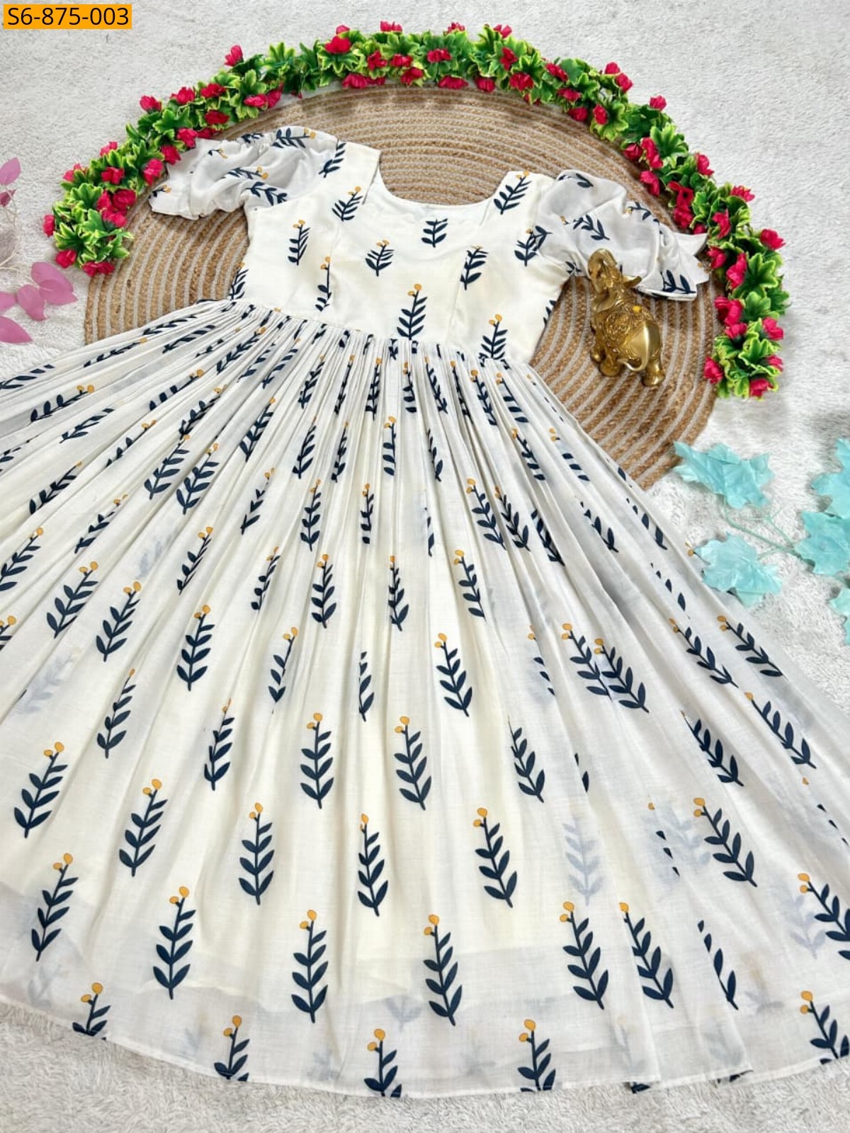 White Fancy Mix Mul Cotton Maxi