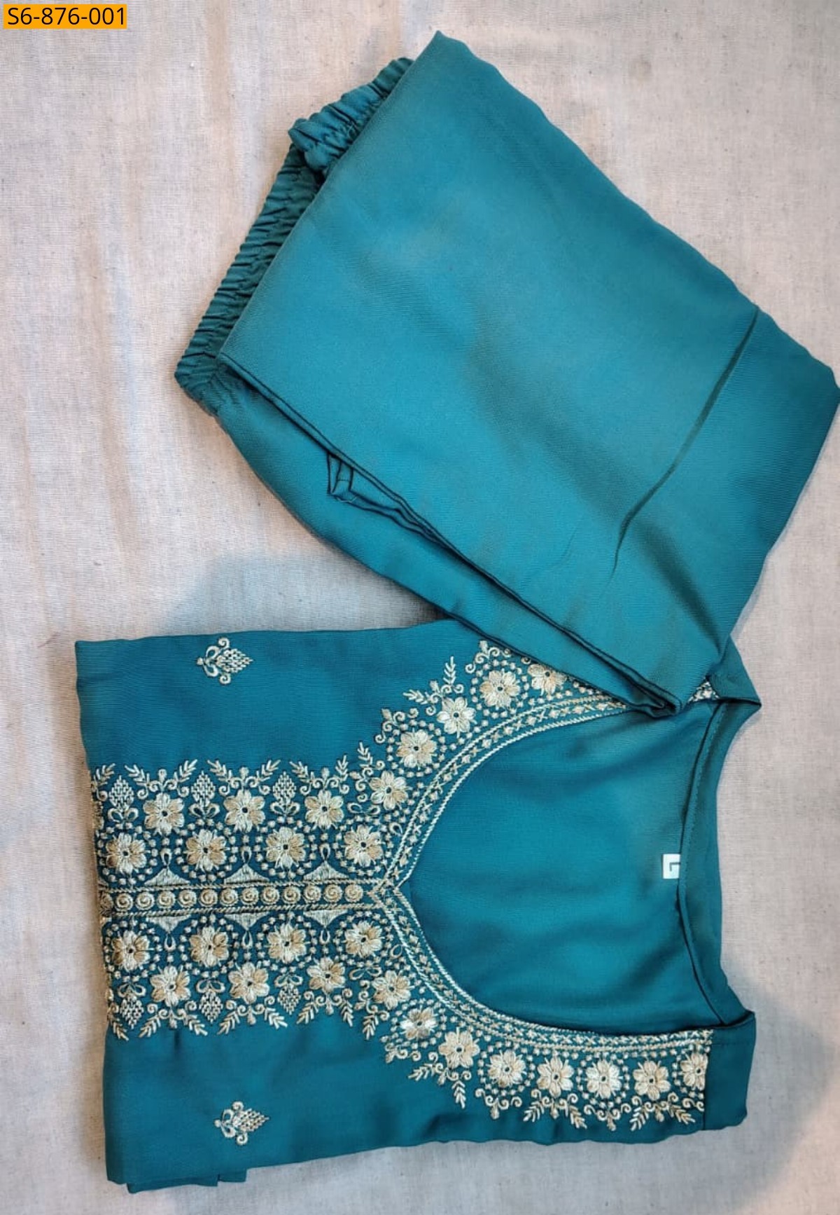 Blue Fancy Rayon Cotton kurti with pant