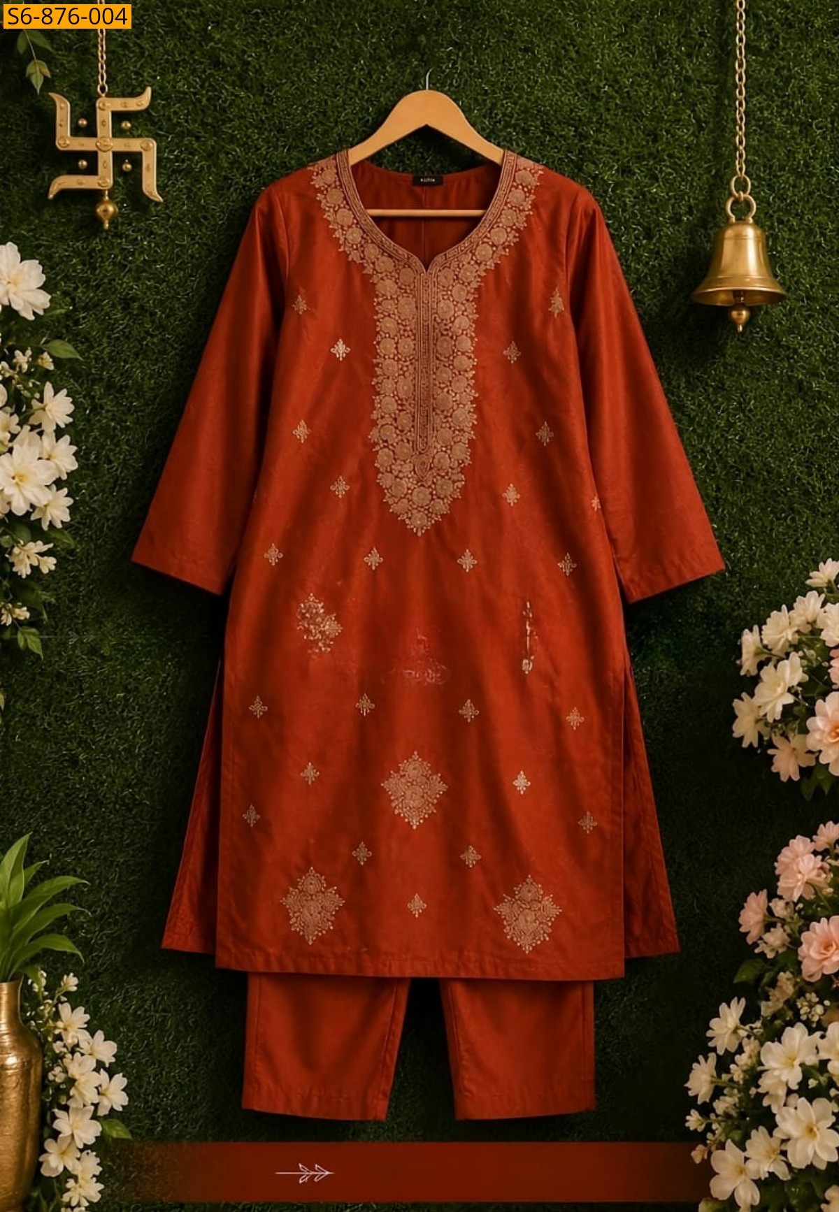 Maroon Fancy Rayon Cotton kurti with pant