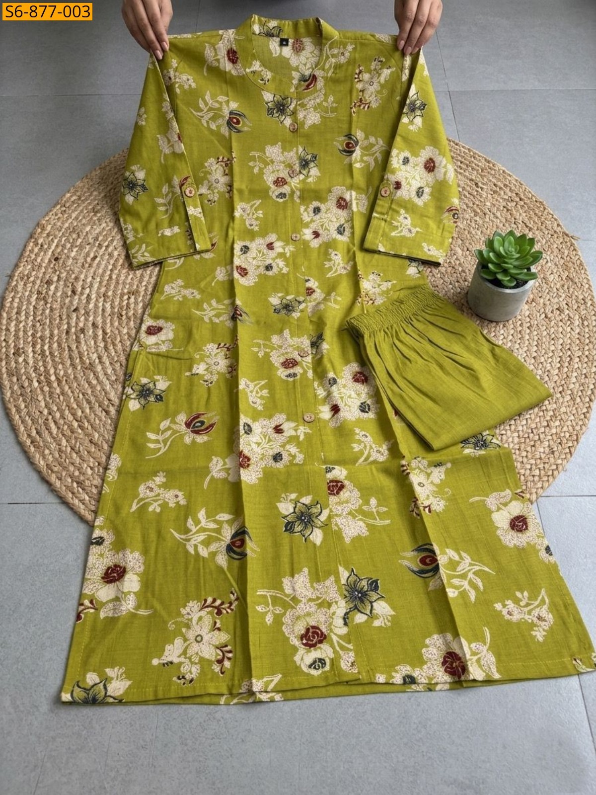 Green Fancy Bamboo Cotton kurti with pant