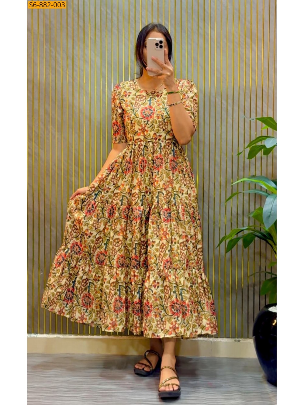 Fancy Cambric Cotton Kalamkari Printed Maxi