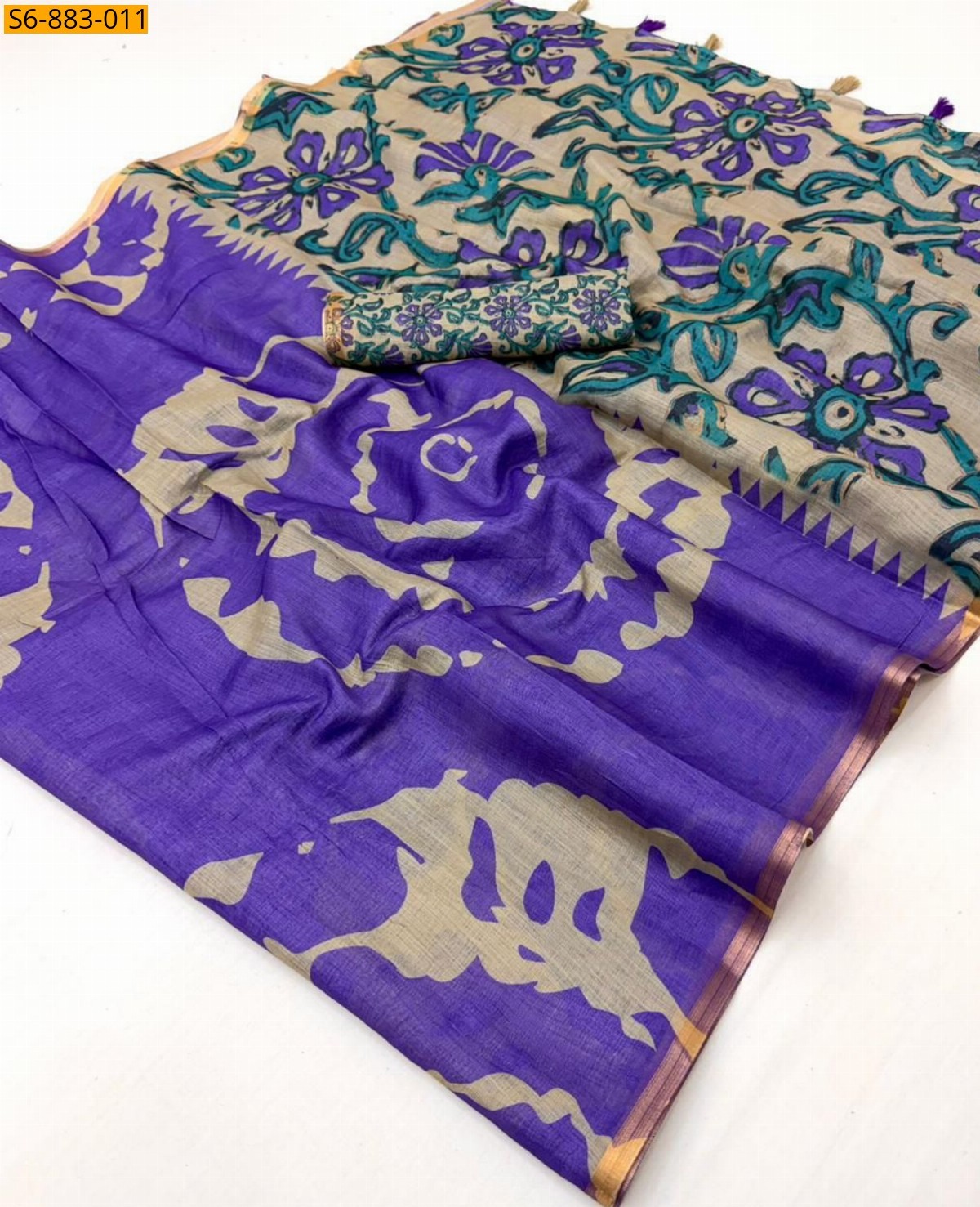 Fancy Soft cotton based Linen Saree