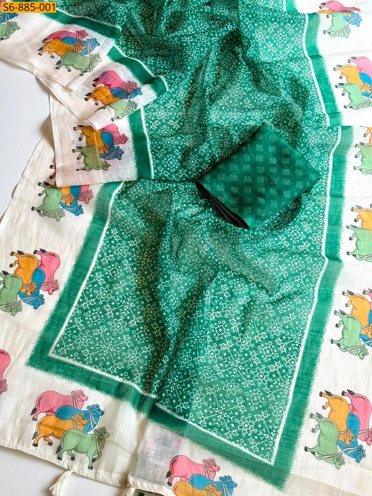 Green Fancy Soft Linen Saree