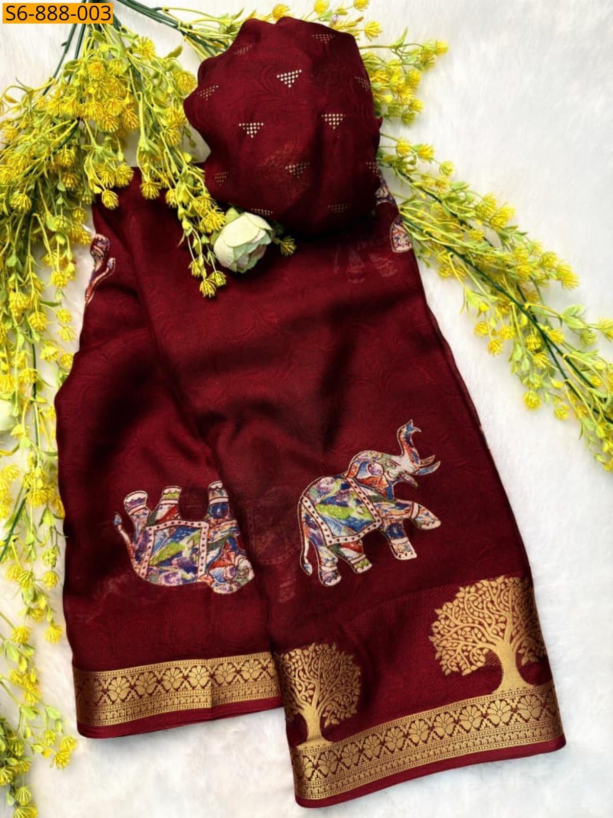 Maroon Fancy marsh mellow saree
