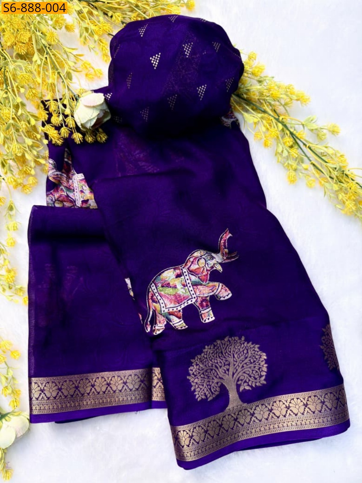 Violet Fancy marsh mellow saree