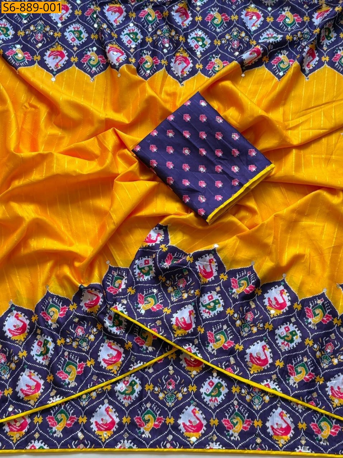 Mustard Fancy Tusser Silk Saree
