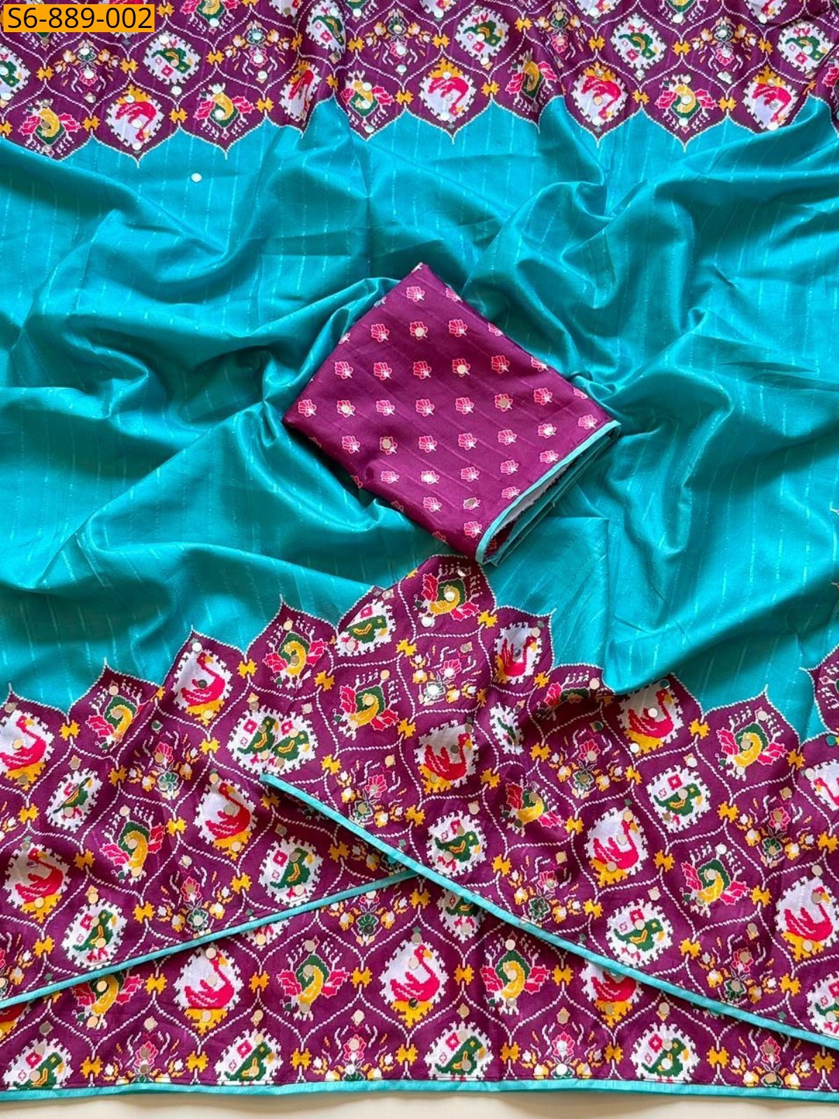 Sky Blue Fancy Tusser Silk Saree