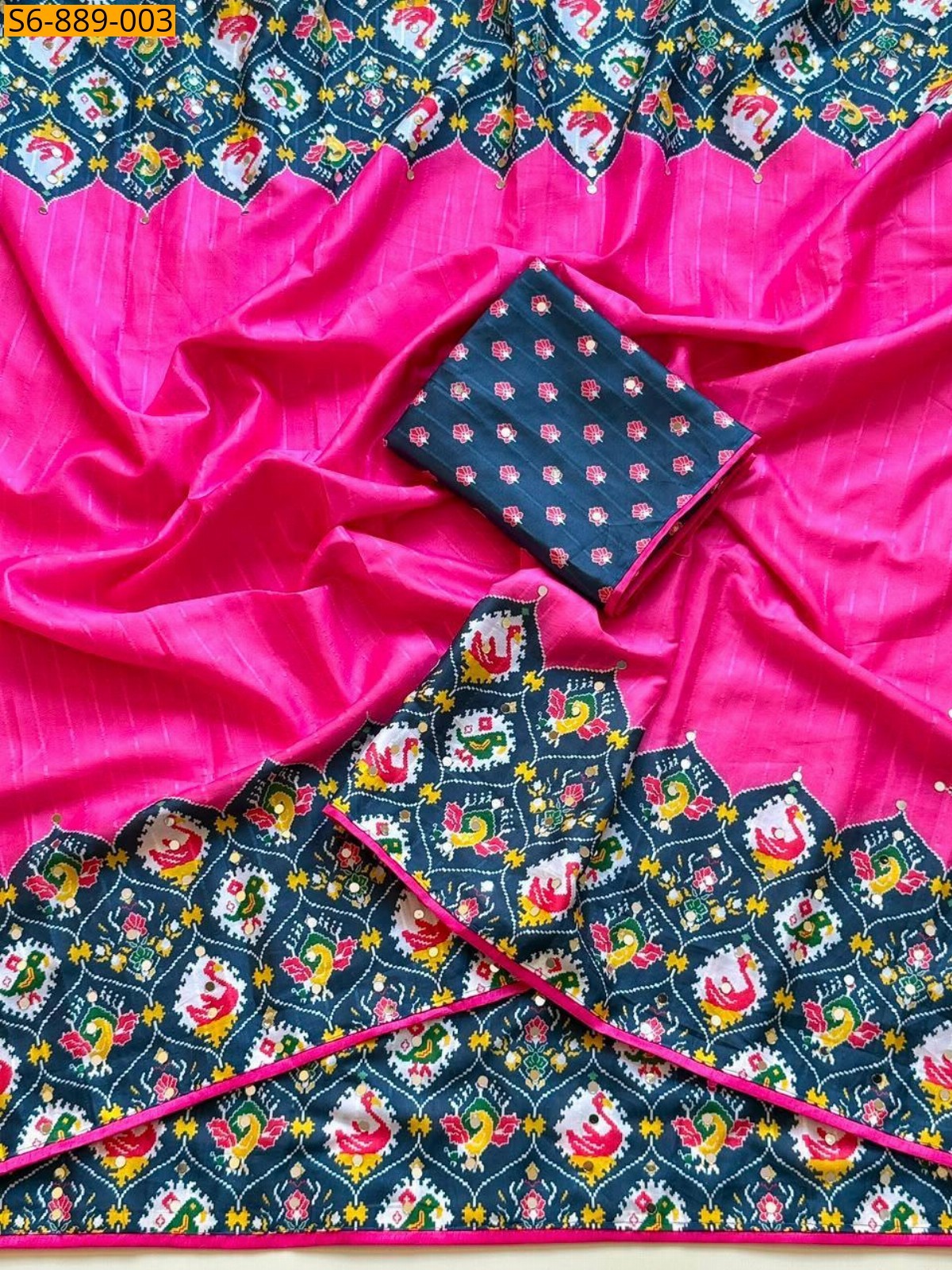 Pink Fancy Tusser Silk Saree