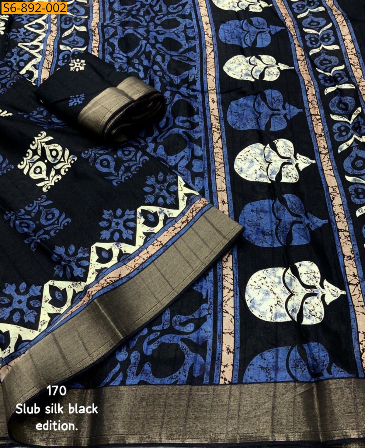 Navy Blue Fancy Soft Slub Silk Saree
