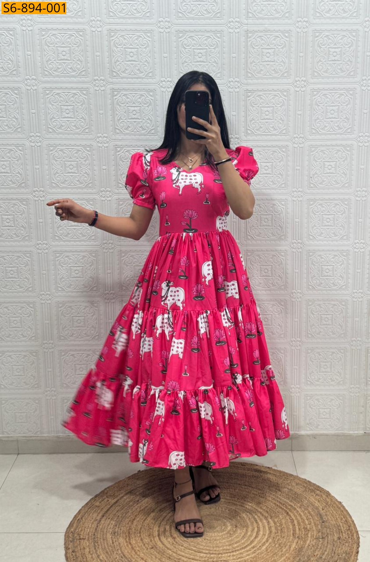 Pink Fancy Blended muslin cotton Dress