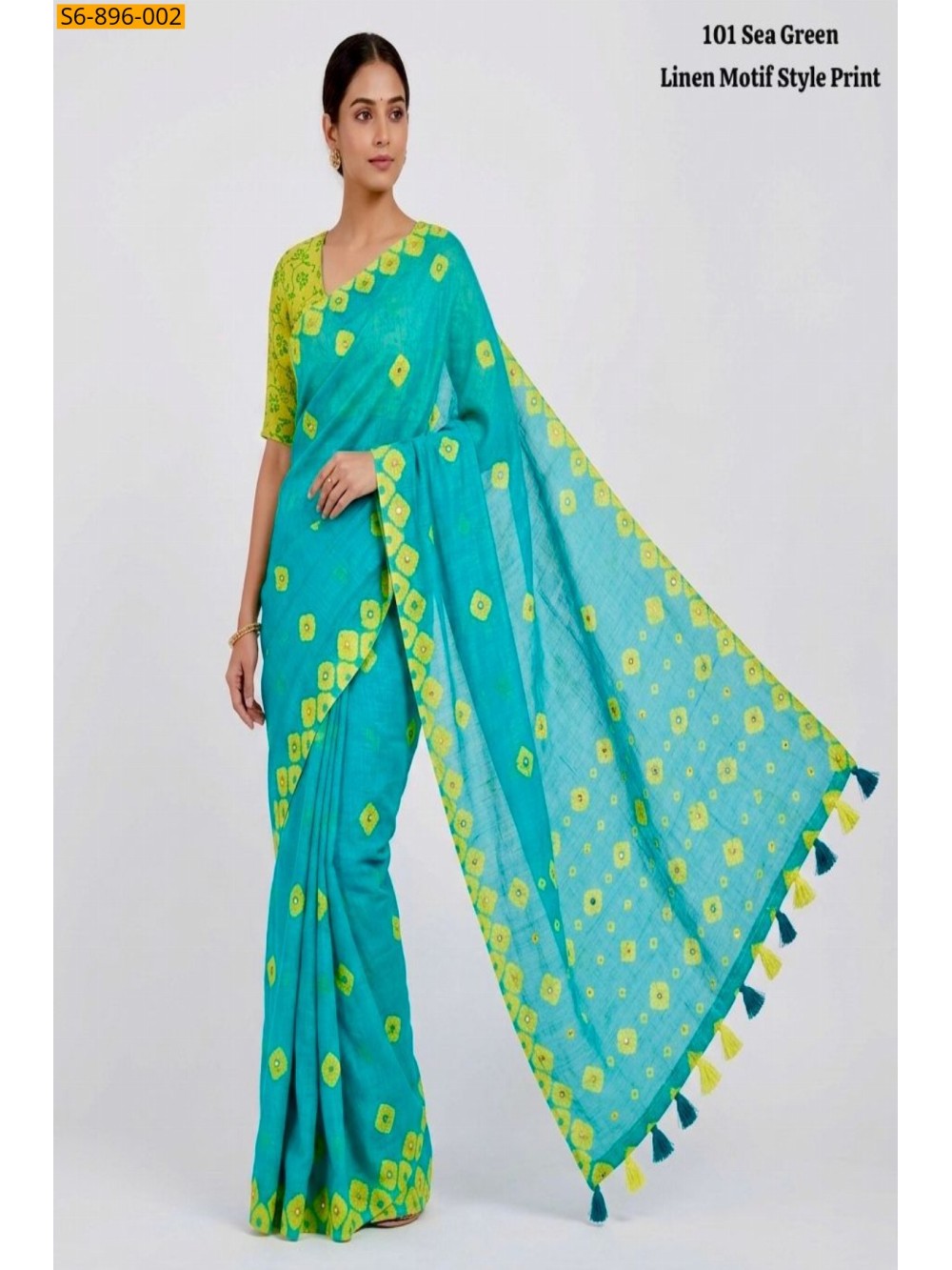 Rama Blue Fancy Soft Linen Cotton Saree Rama Blue Fancy Soft Linen Cotton Saree