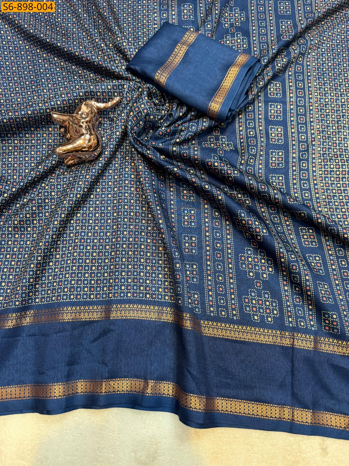 Navy Blue Fancy Tussar Silk Saree