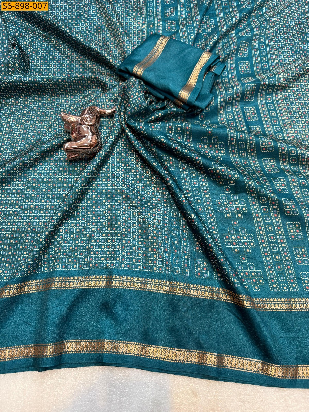 Morpitch Fancy Tussar Silk Saree