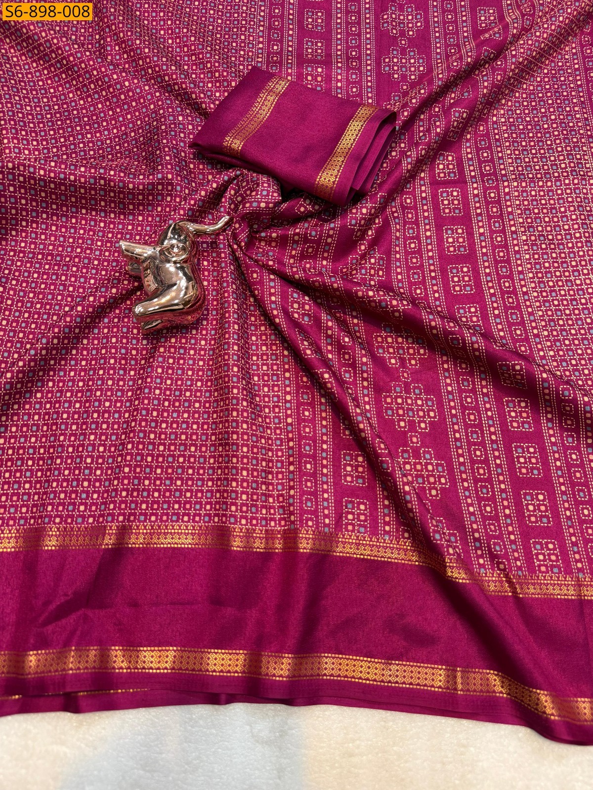 Burgundy Fancy Tussar Silk Saree