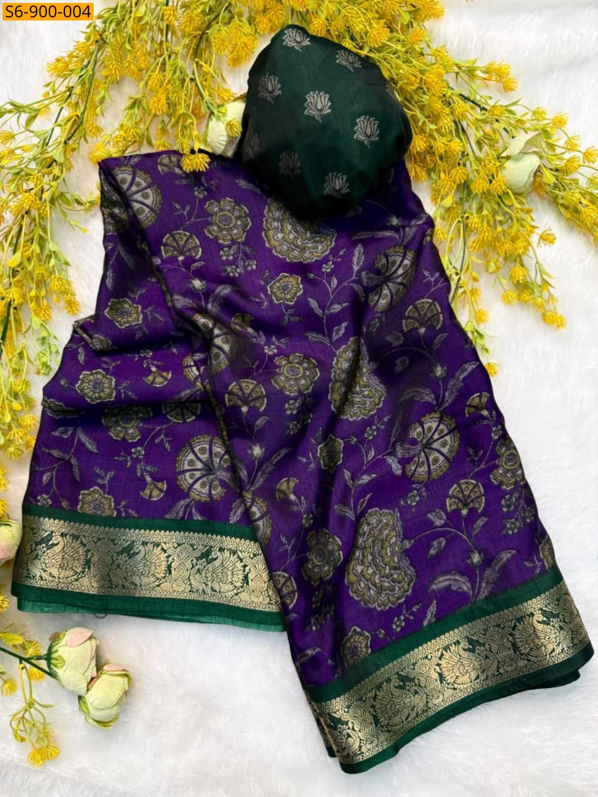 Violet Fancy Soft bleck dola silk Saree