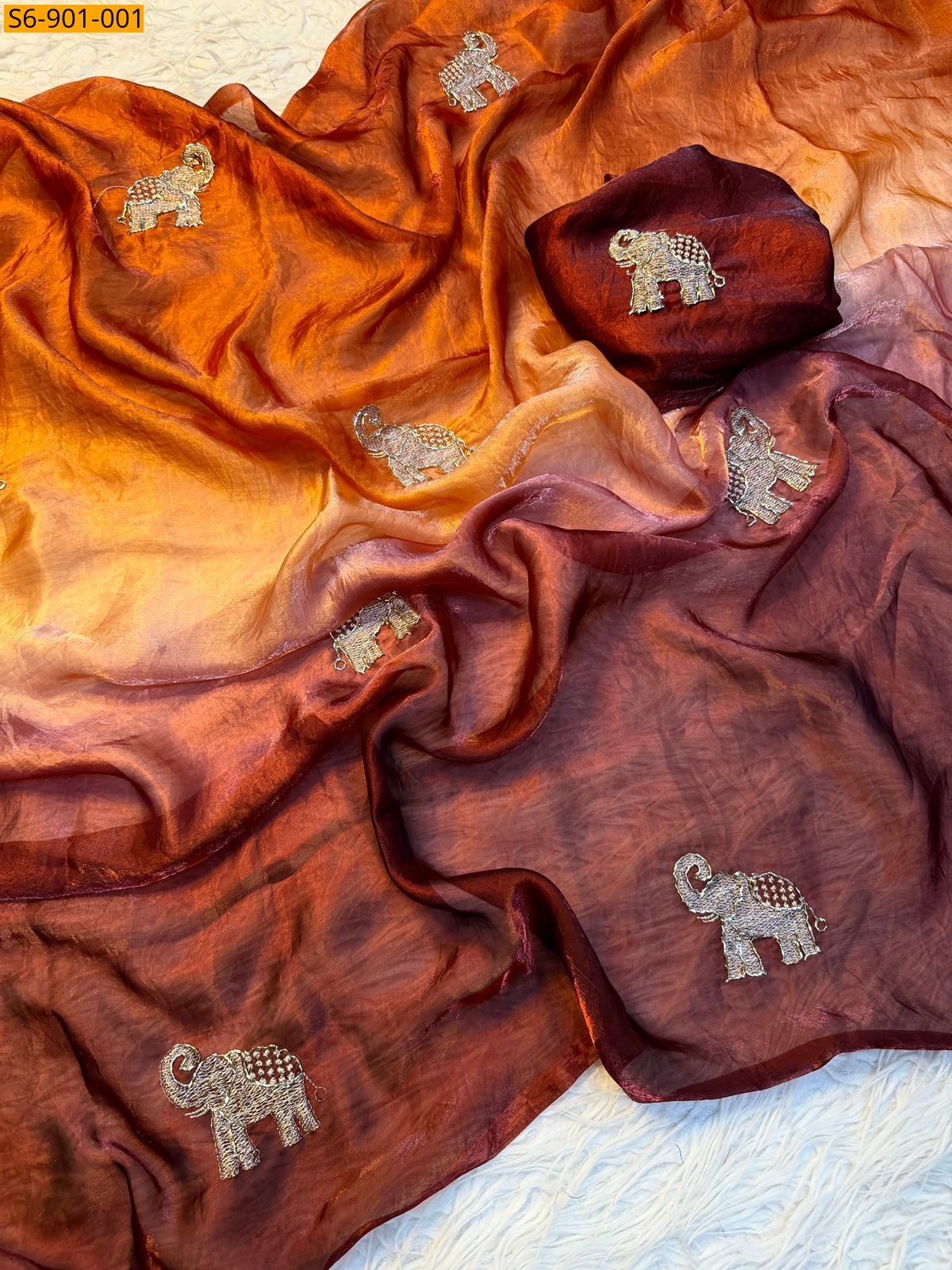 Brown Fancy Soft Space Silk Saree