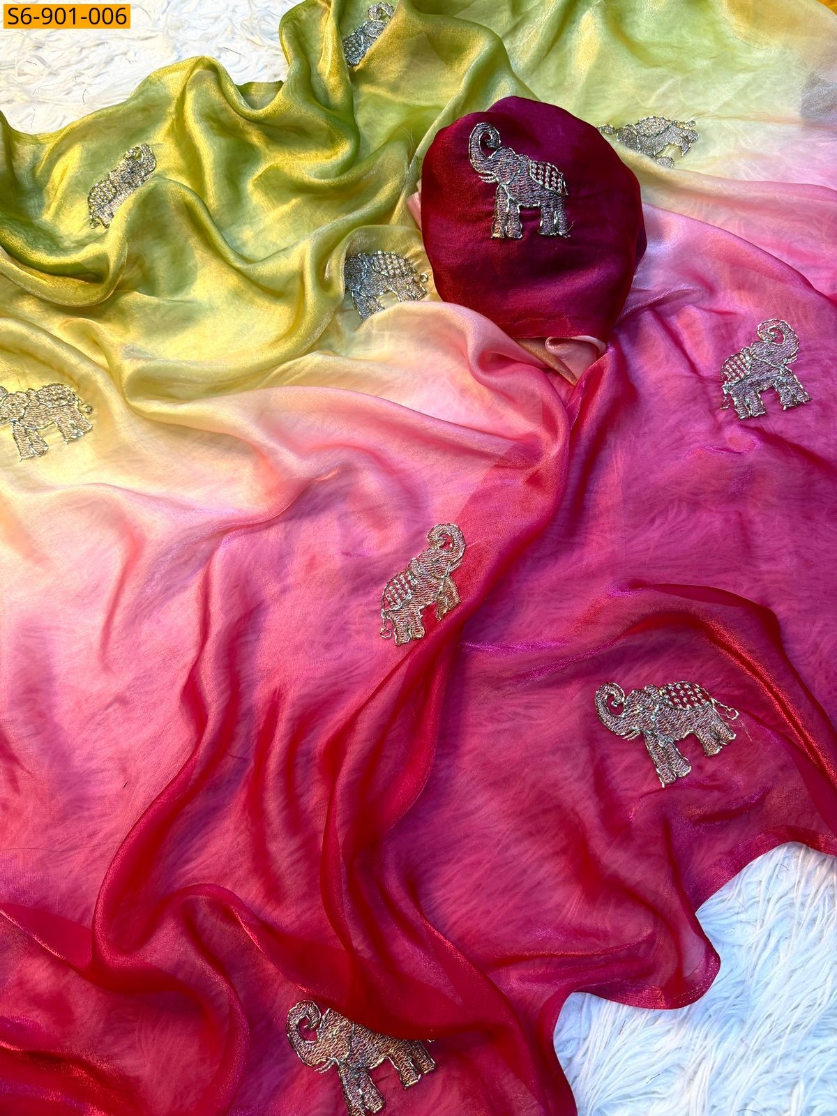 Pink Fancy Soft Space Silk Saree
